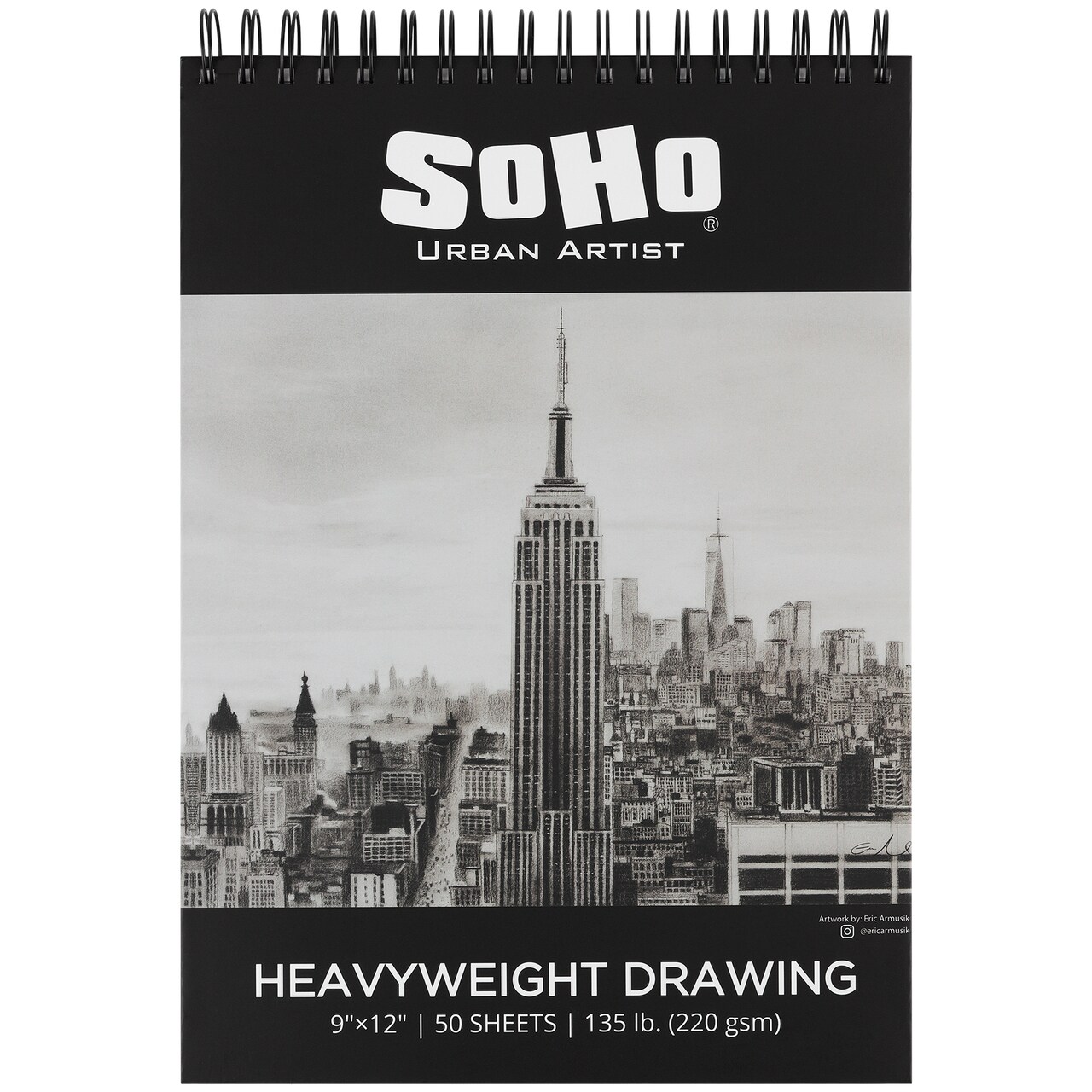 SoHo Urban Artist Hardcover Drawing Pad - 135 lb. (220gsm) Drawing Paper Pads for Artists, Travel, Illustrations, & More! - Single